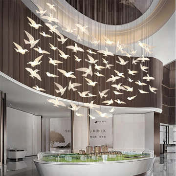 China Manufacturer Restaurant Custom Project Luxury Acrylic Stair Led Chandelier Lamp