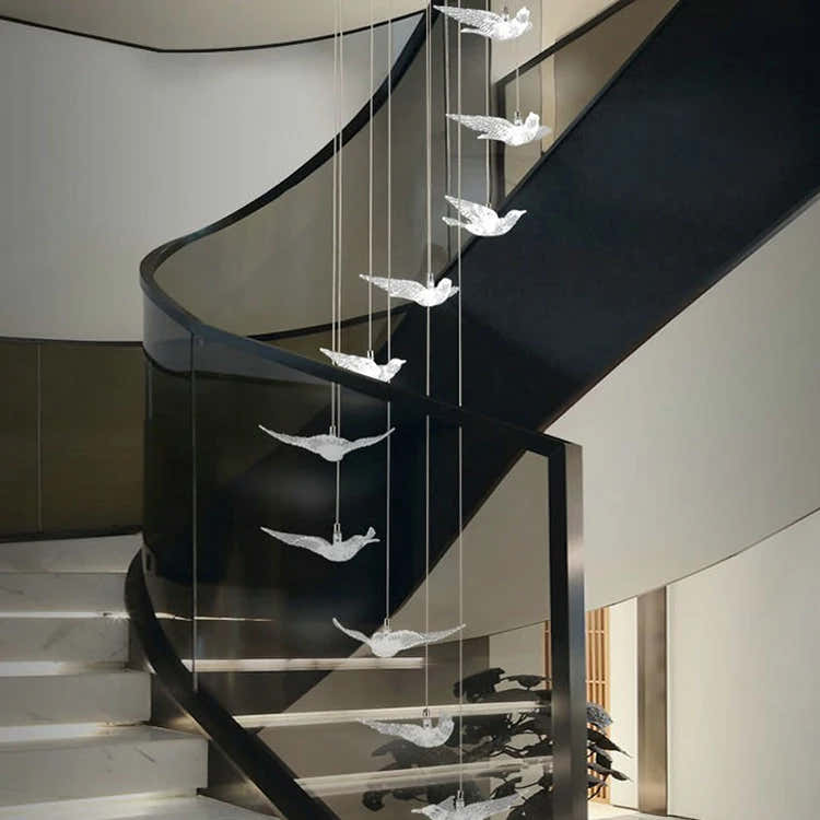 China Manufacturer Restaurant Custom Project Luxury Acrylic Stair Led Chandelier Lamp