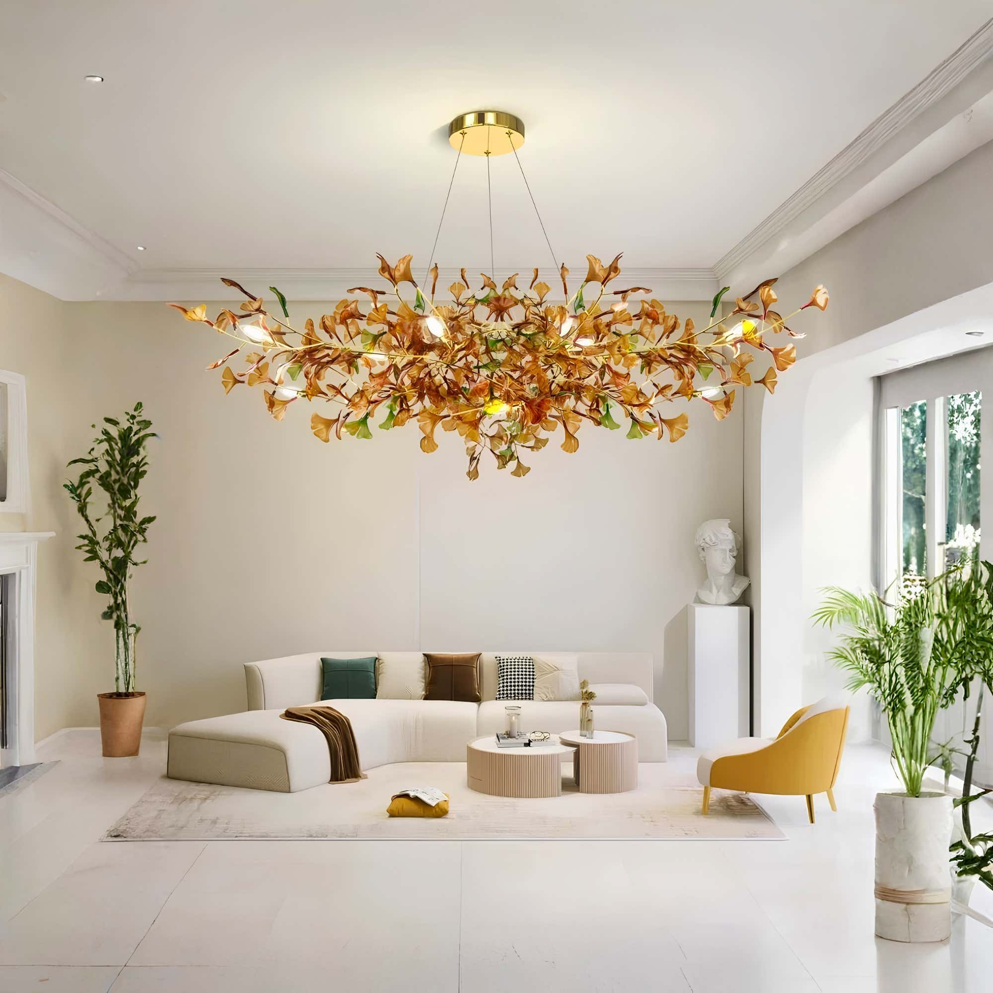 Green/Brown Ginkgo Chandelier Style B