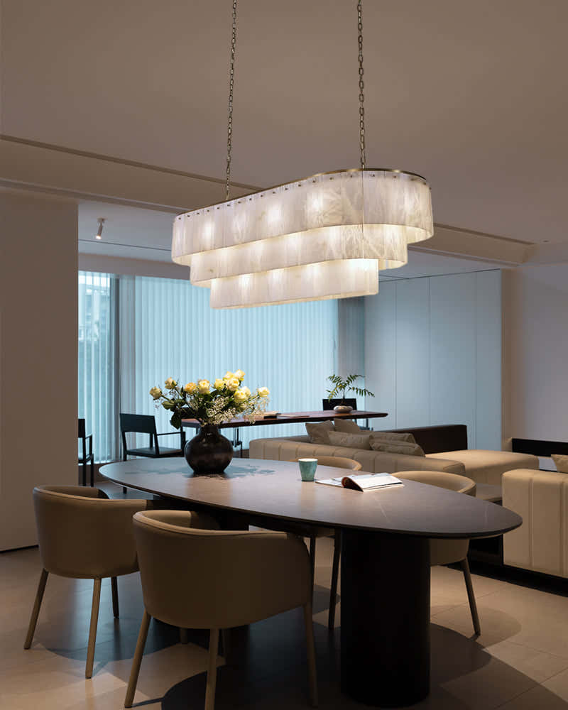 Stairwell Luxury Modern LED High Ceiling Large Alabaster Chandelier