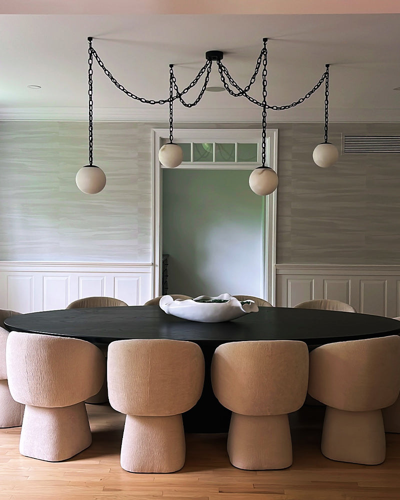 Alabaster Globe Swag Pendants Indoor Lighting with Brass/Black Chain in adjustable