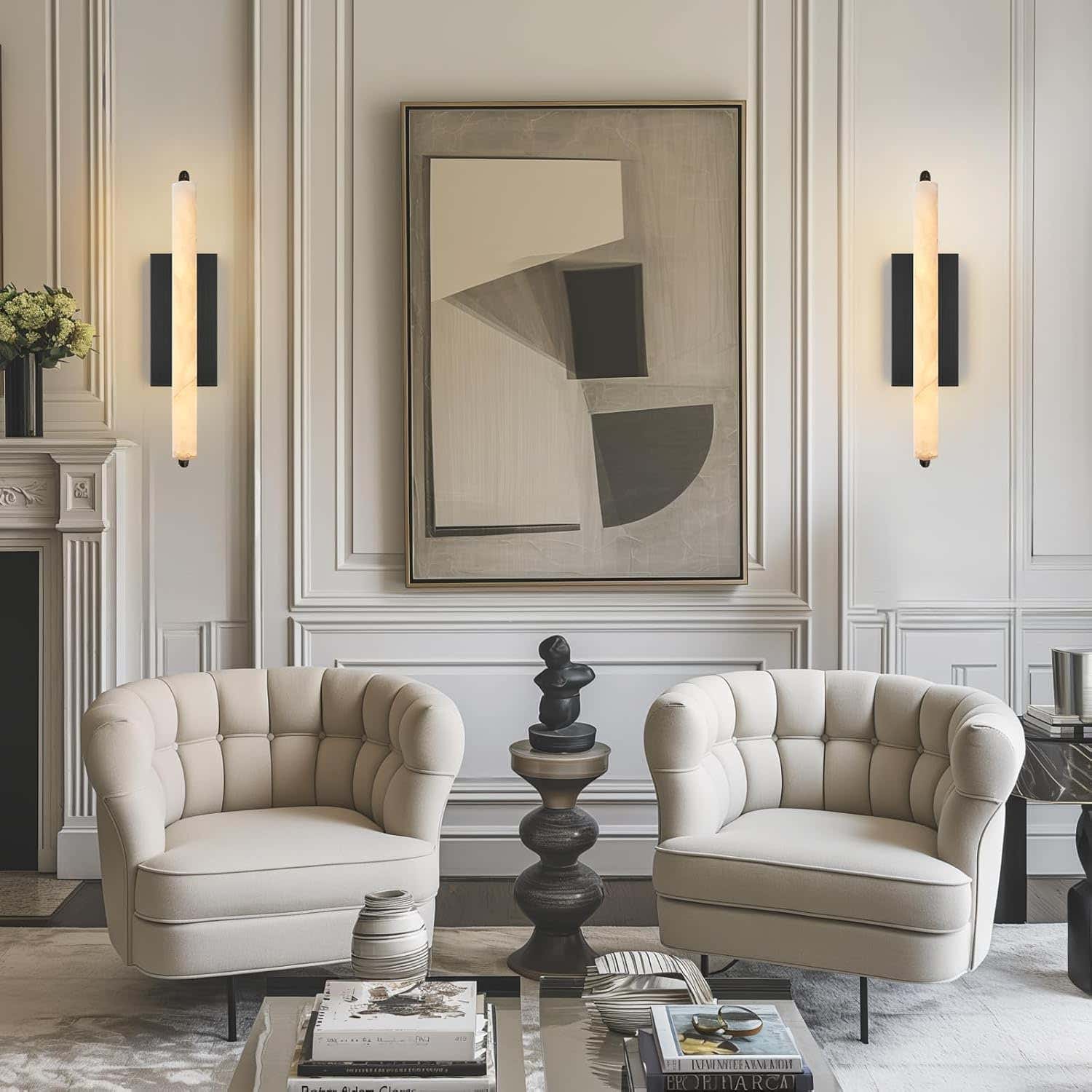 Elegant Alabaster Handcrafted Wall Sconce