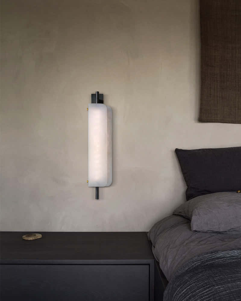 Modern Linear Black Metal Elegant Alabaster Pendant for Living room Lighting