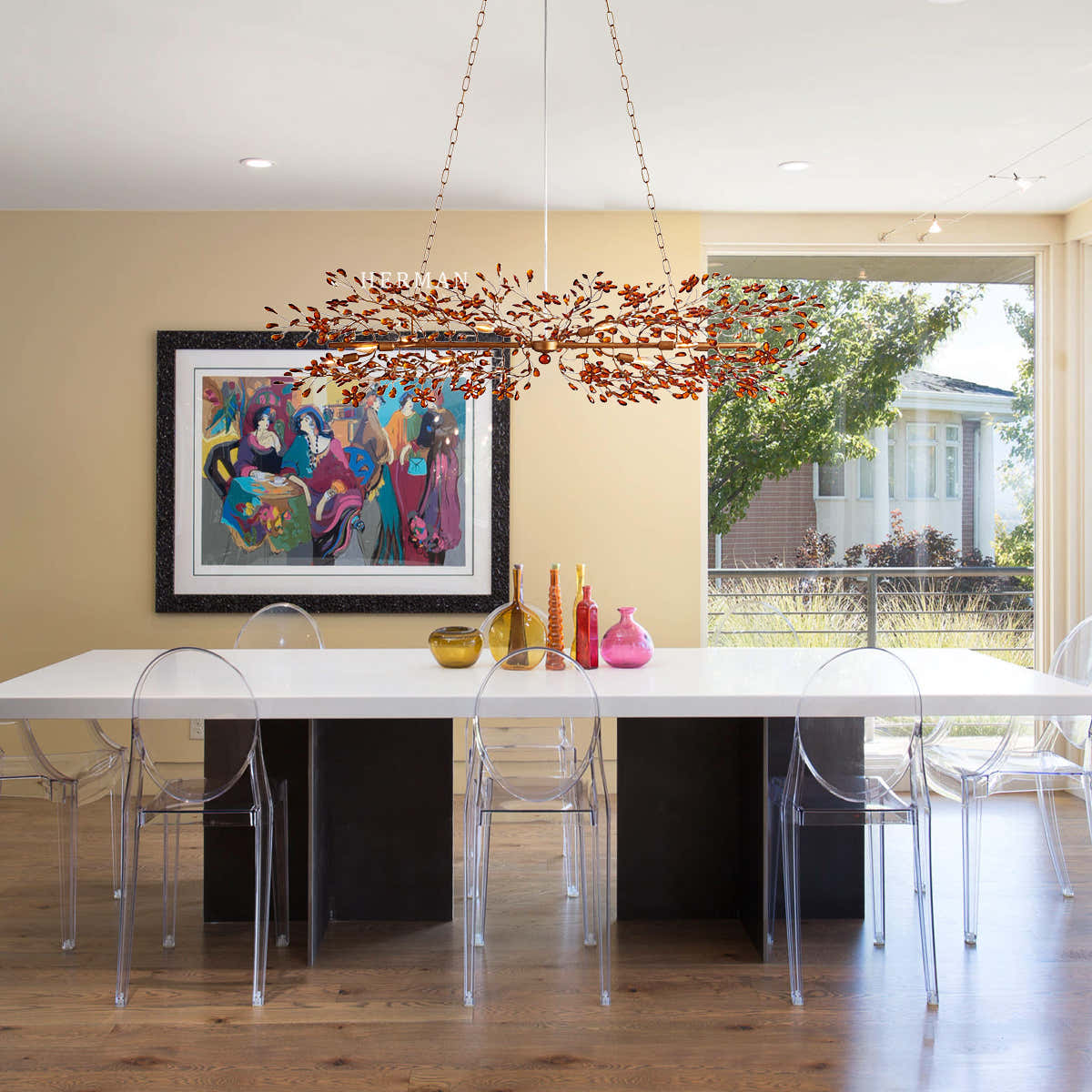 Fiore Colored Linear Chandelier 43" 51" 68"