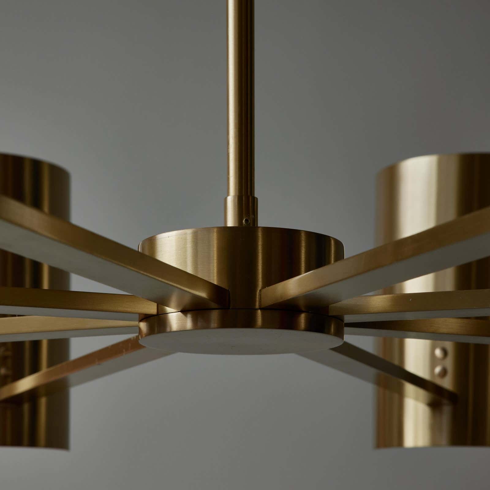 Brass and Alabaster Shield Chandelier