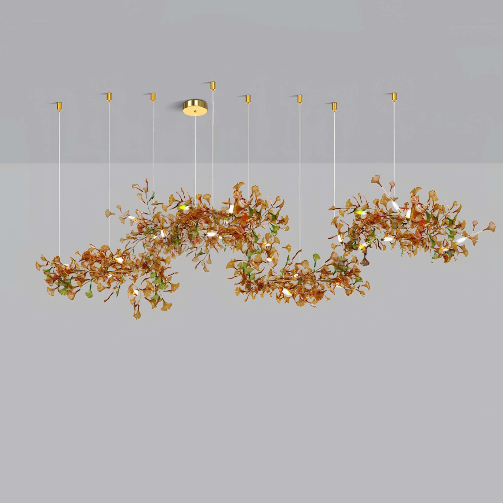 Green/Brown Ginkgo Chandelier Style D