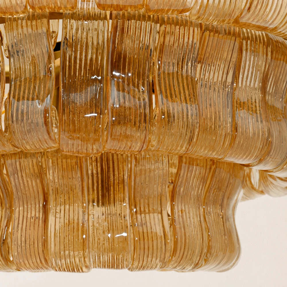 Ondalia Tiered  Amber Glass Round Chandelier 36"D