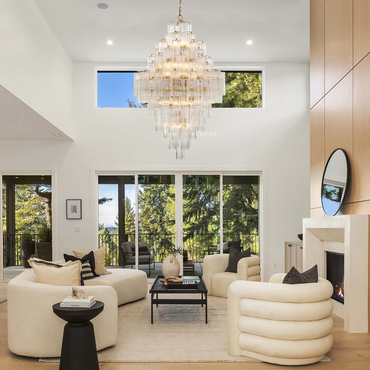 Addis Murano Glass Diamond Chandelier 50"H
