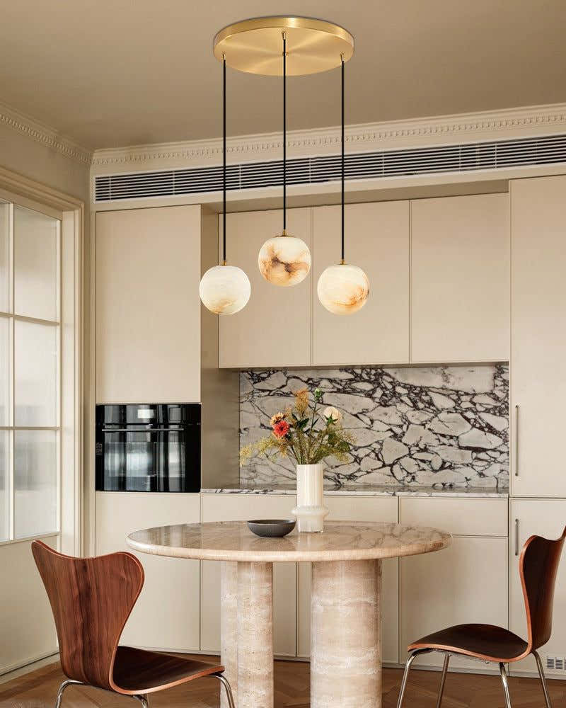 Small Alabaster Cluster Globes Ceiling Pendant Light For High Ceiling