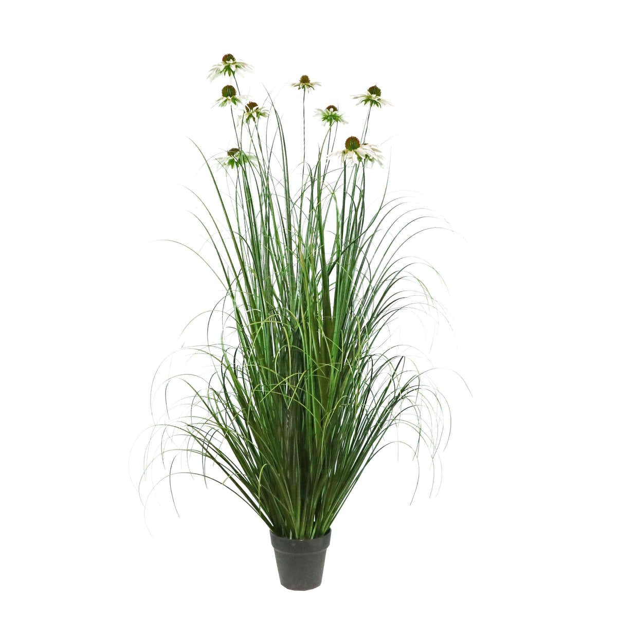 Artificial 9-Head Chrysanthemum with Curved Onion Grass Bonsai 55"H