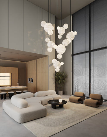 Minimalist Antique Alabaster Cluster Pendant Light Fixtures 6" Wide