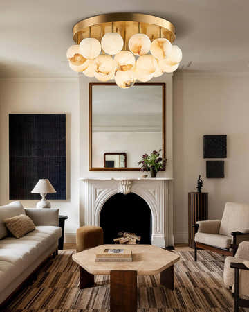 Alabaster Semi Flush Mount with Etched Opal Marble Shades