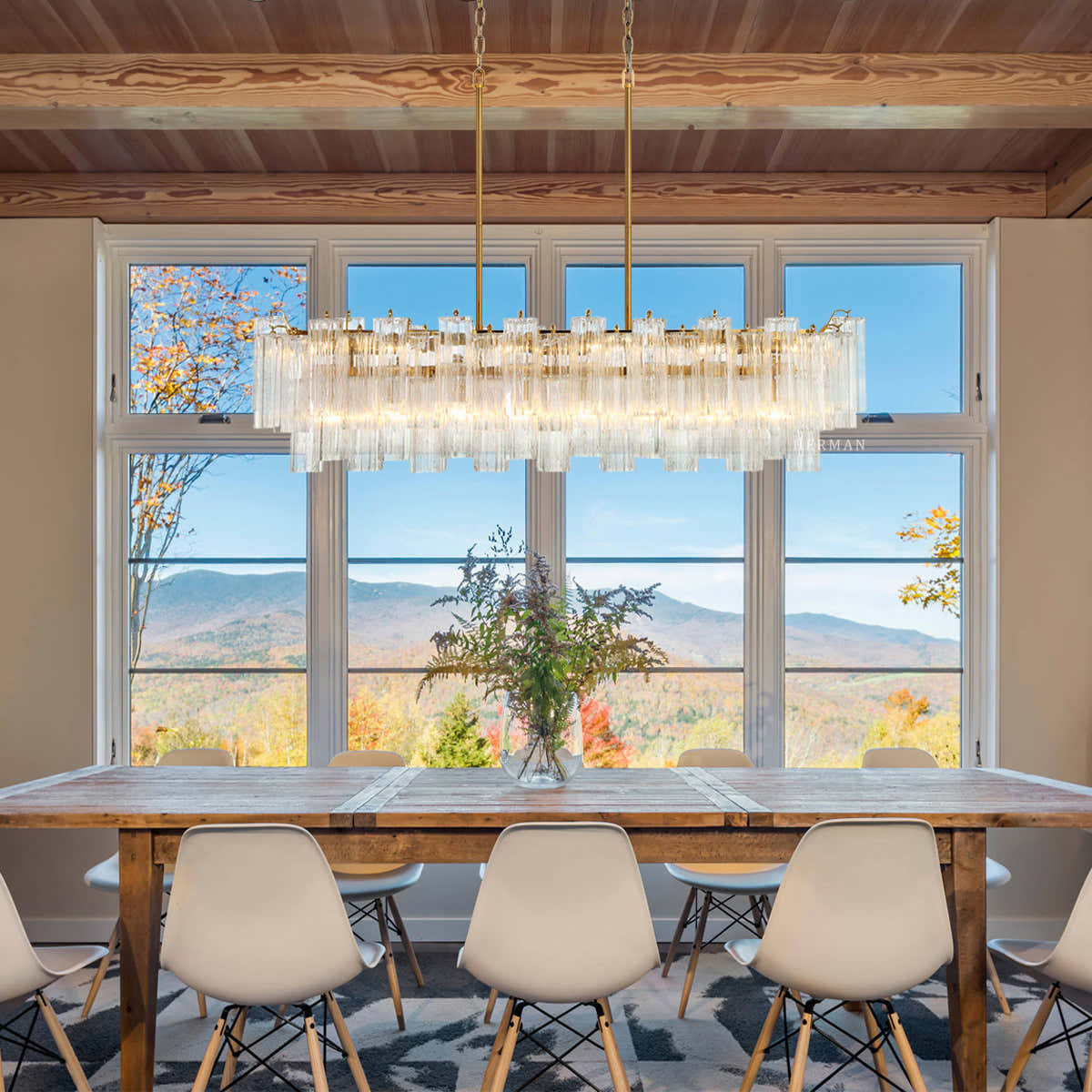 Addis Murano Glass Linear Chandelier 51"