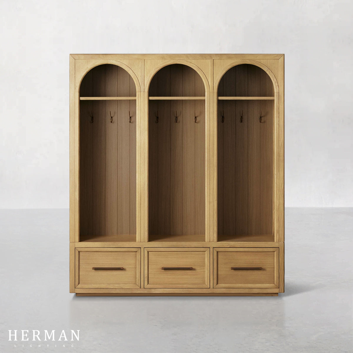 Hattie Triple Entryway Cabinet in Oak 69.75"W