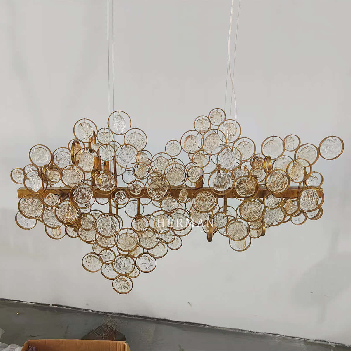 Trento Clustered Glass Linear Chandelier 40"