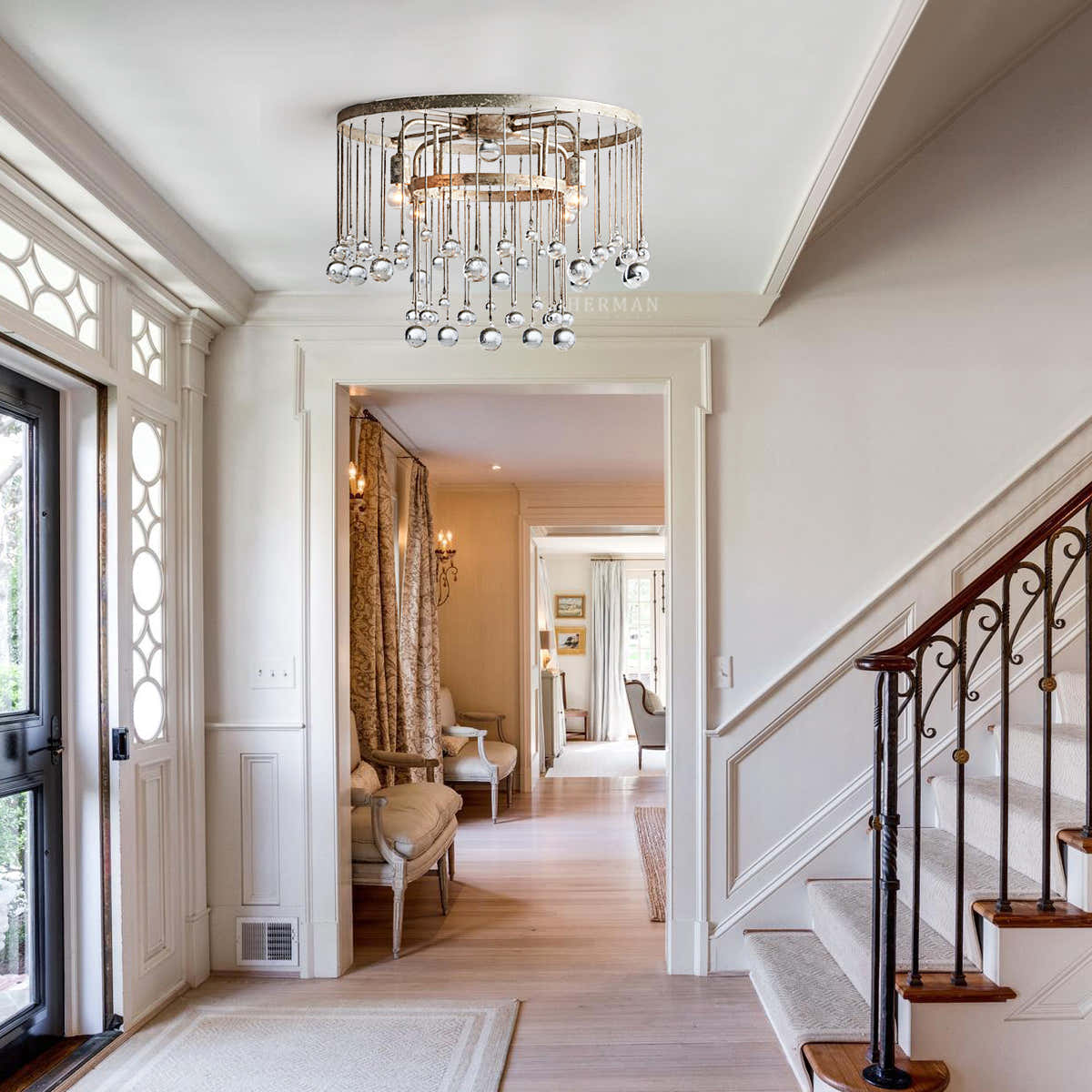 Aubrey Crystal Ball Flushmount Lamp