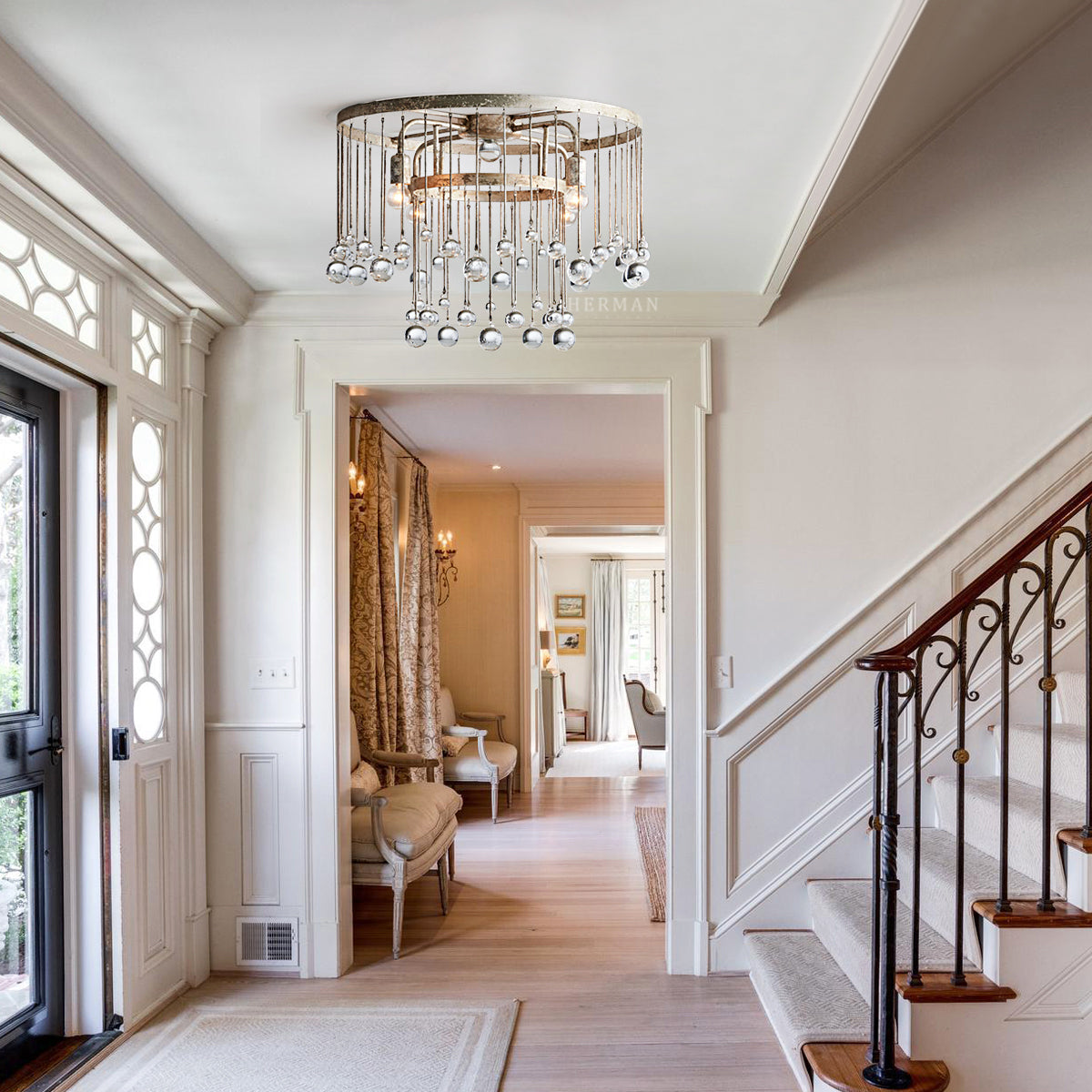 Aubrey Crystal Ball Flushmount Lamp