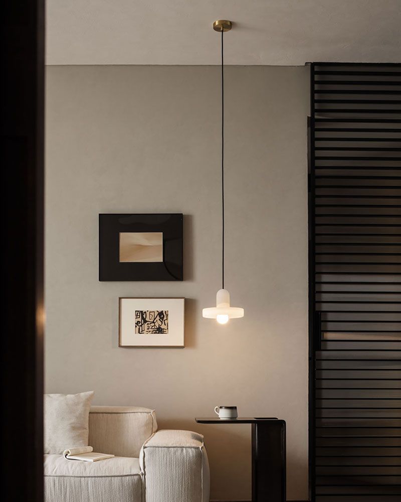 White Alabaster Kitchen Island Pendant Lamp