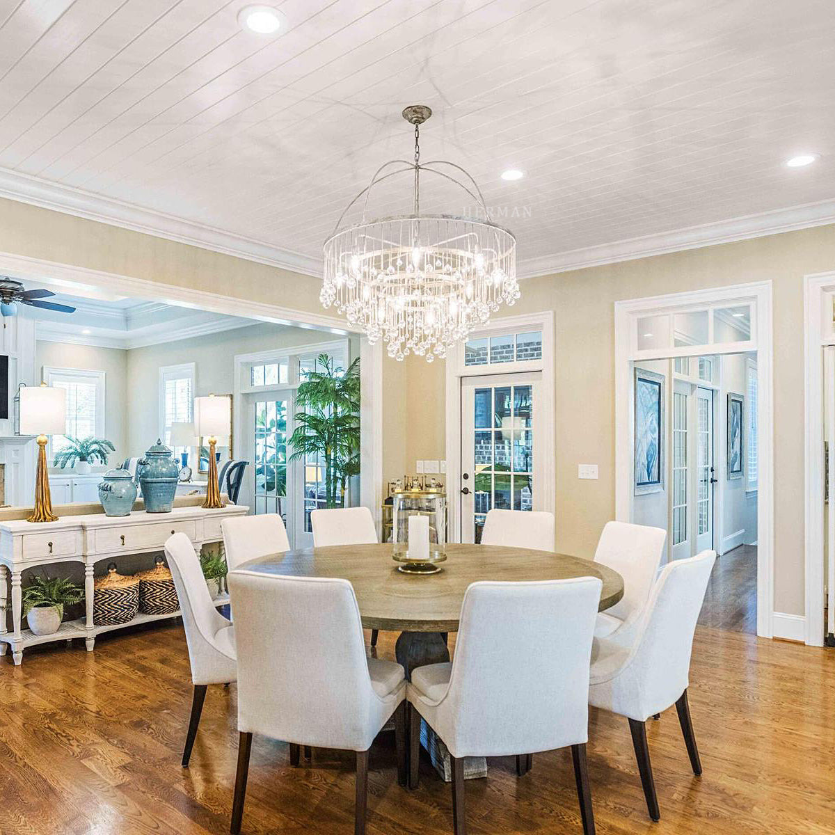 Aubrey Modern Crystal Ball 4 Tier Chandelier 37"