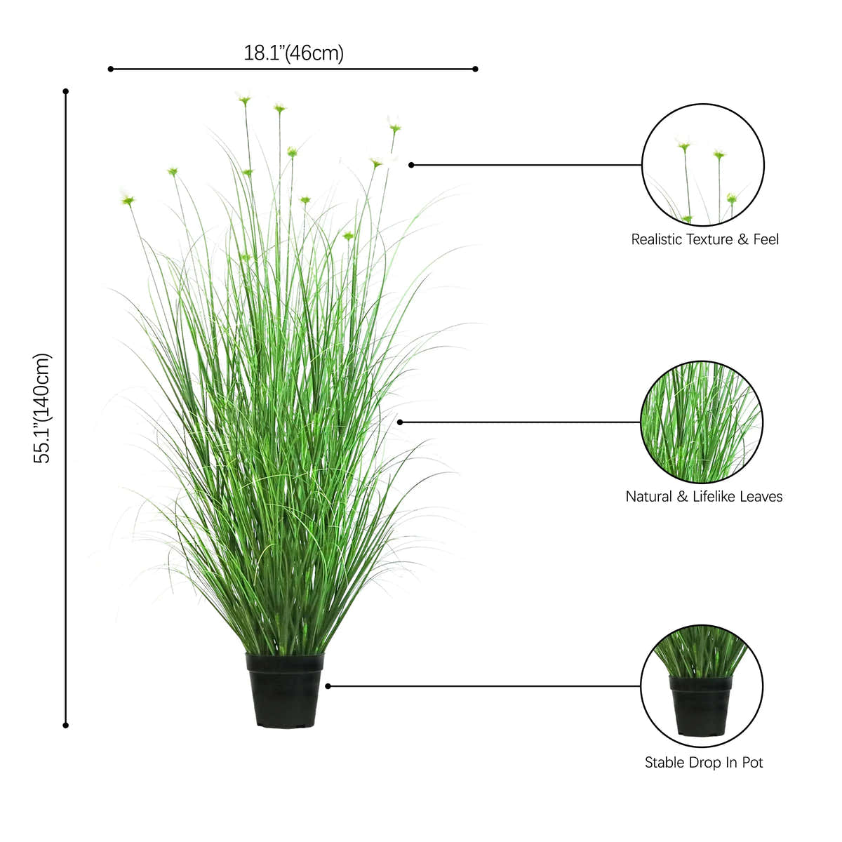 Artificial 11-Head Cosmos with Curved Onion Grass Bonsai 55"H