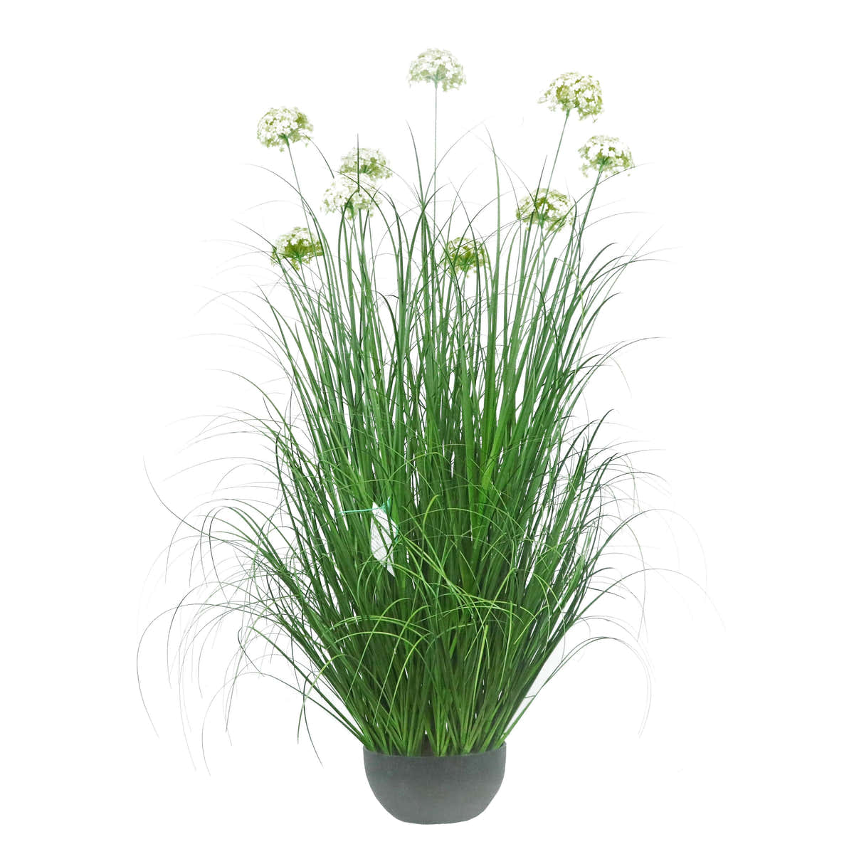 Artificial 9-Head Hydrangea with Curved Onion Grass Bonsai 55"H