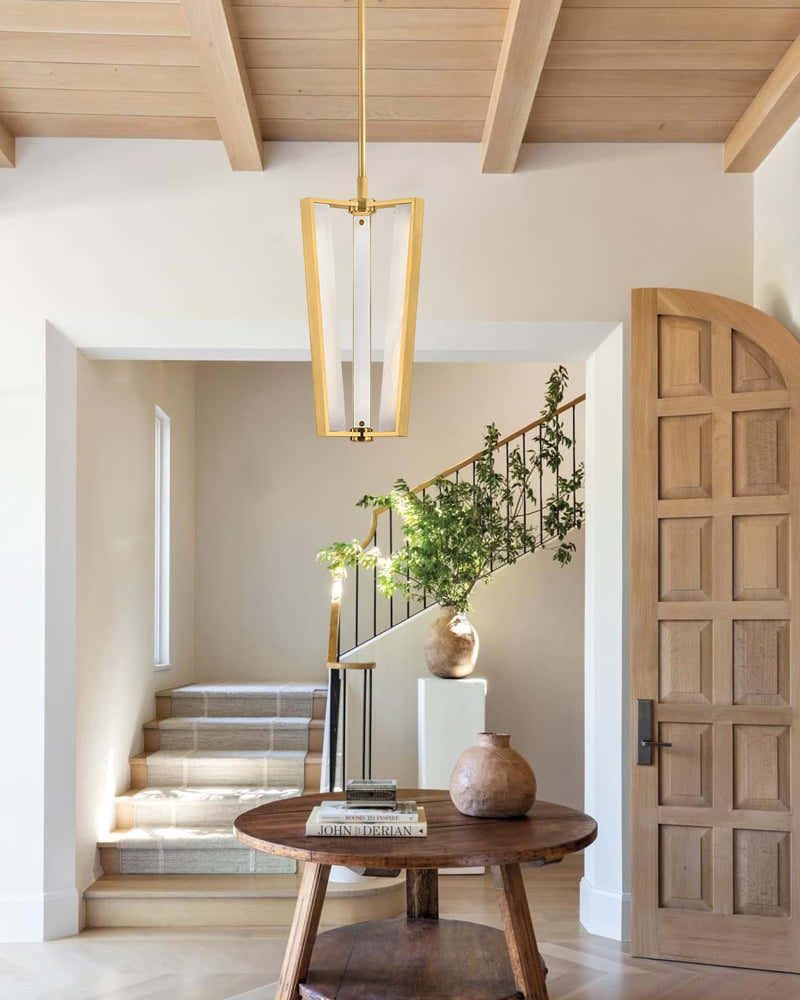 Aged Brass/Black LED Arm Edgemere Cage Collection Linear Pendants Light 16"