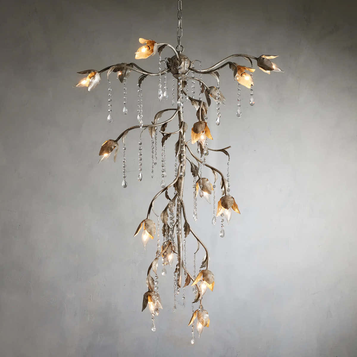 Gothic Viticci Cascade Chandelier 34"H -Silver