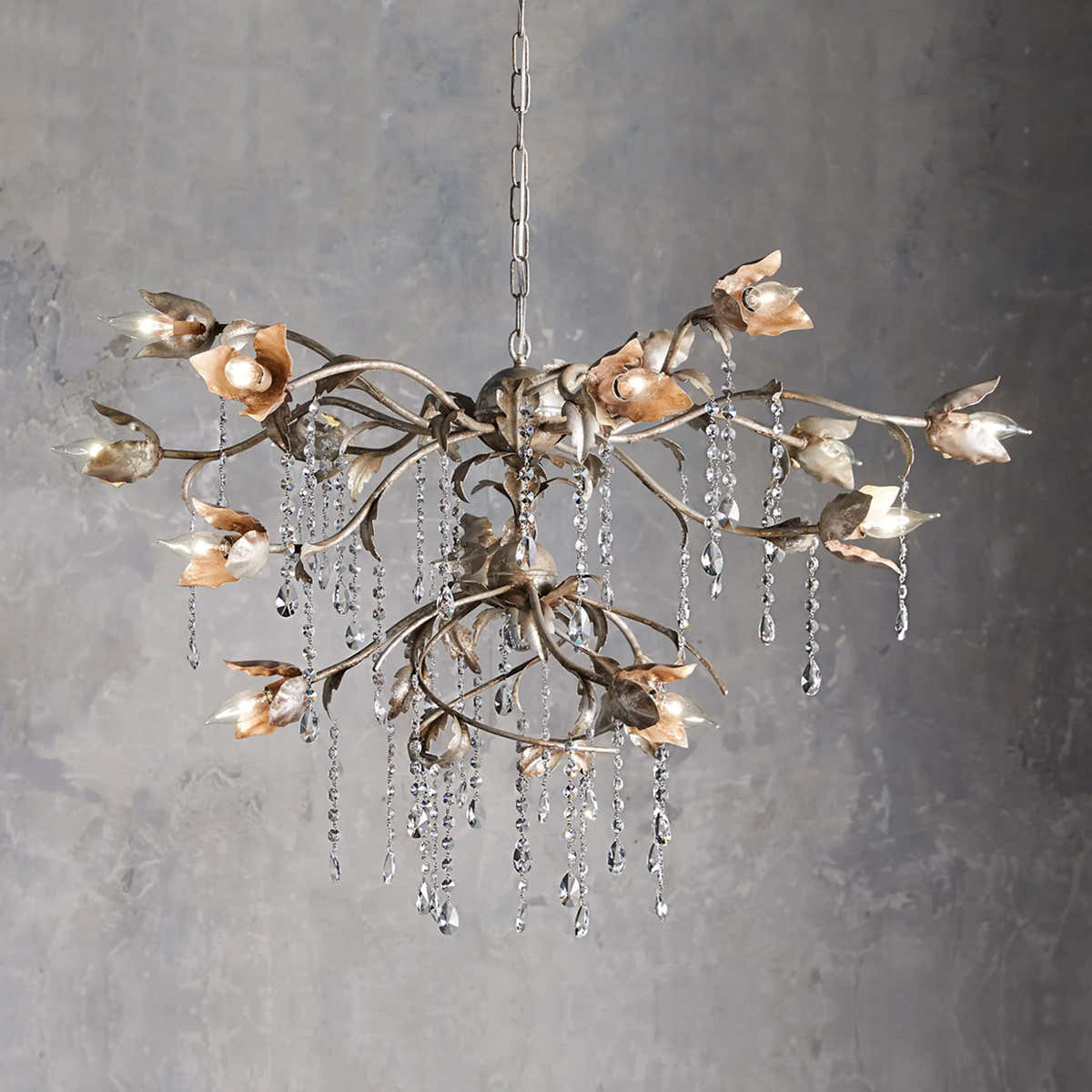 Gothic Viticci Round Chandelier 40"-Silver