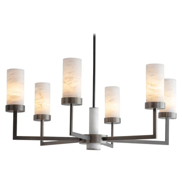 Contemporary  Alabaster 6-arm Compass Chandelier