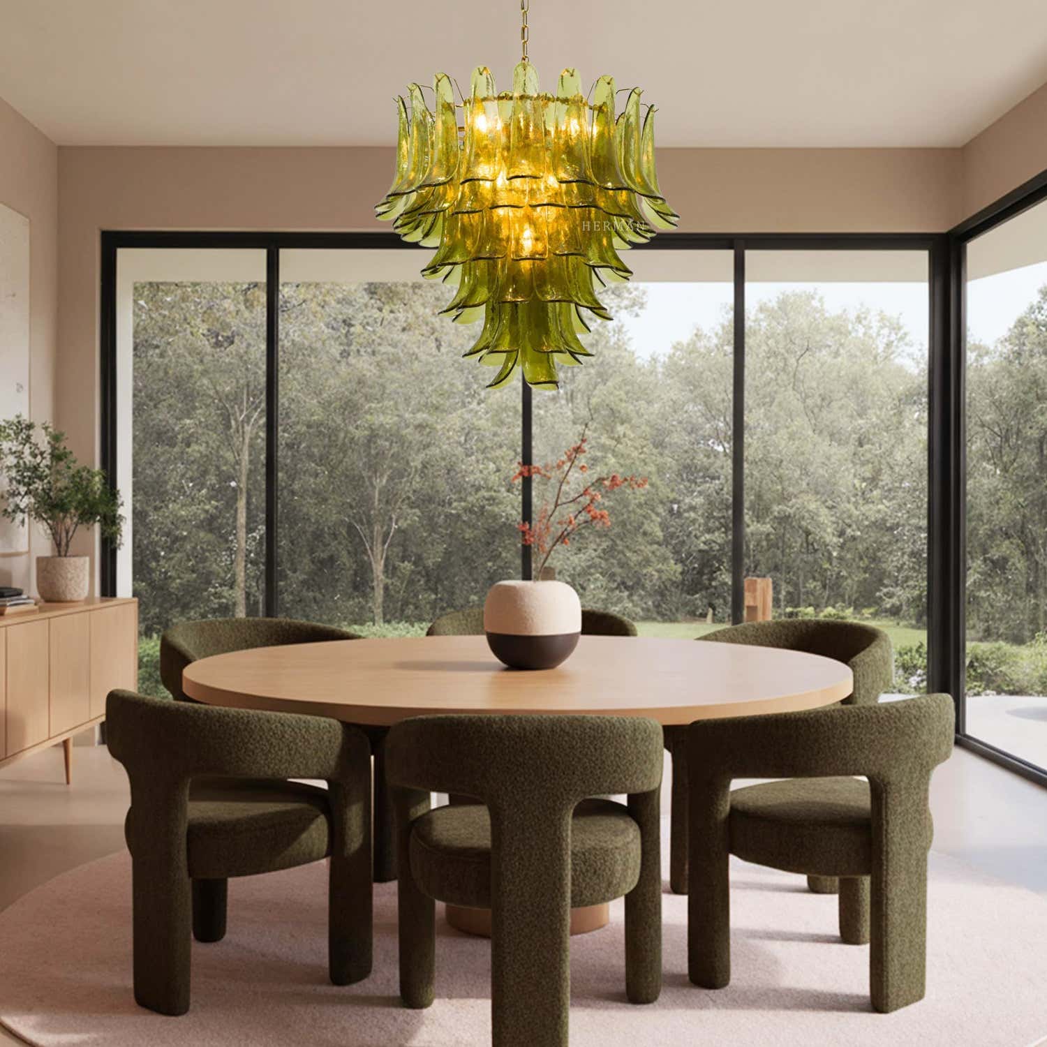 Green Petalo Murano Chandelier