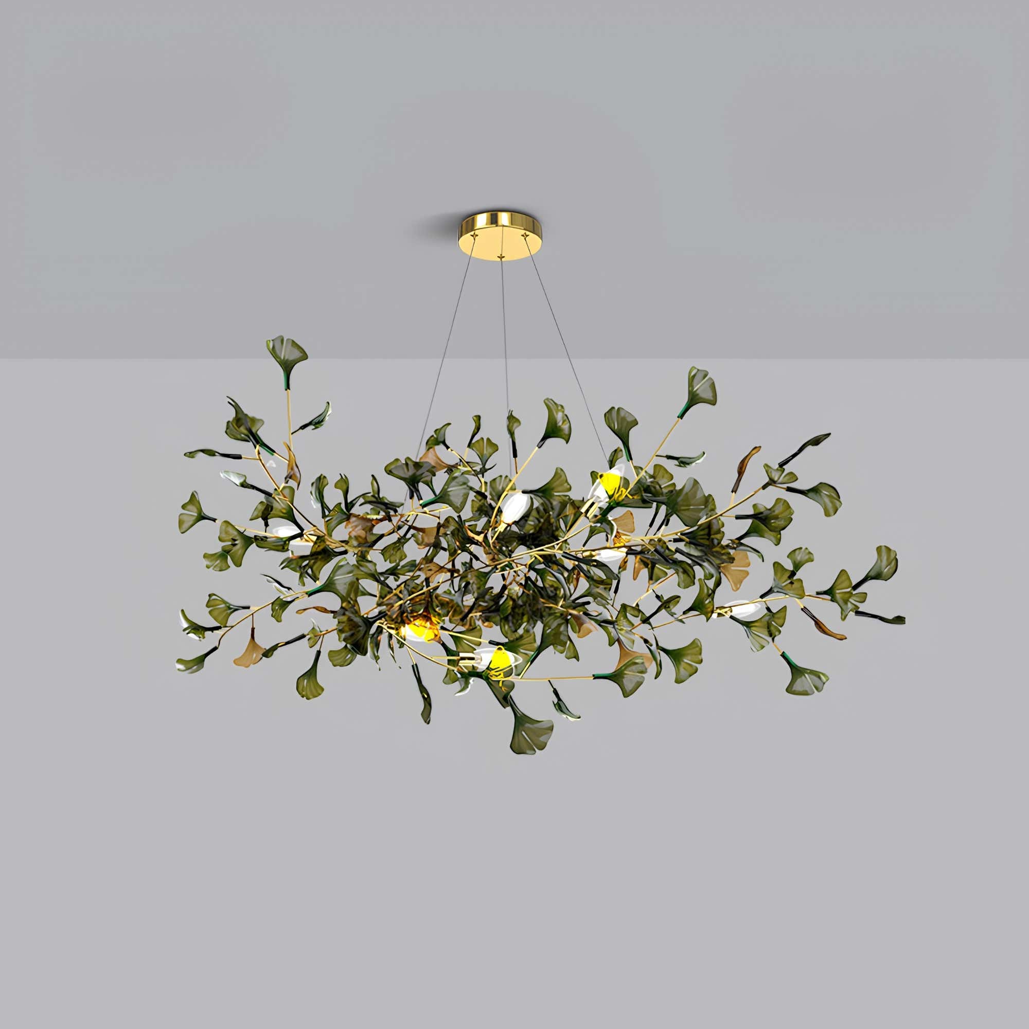 Green/Brown Ginkgo Chandelier Style A