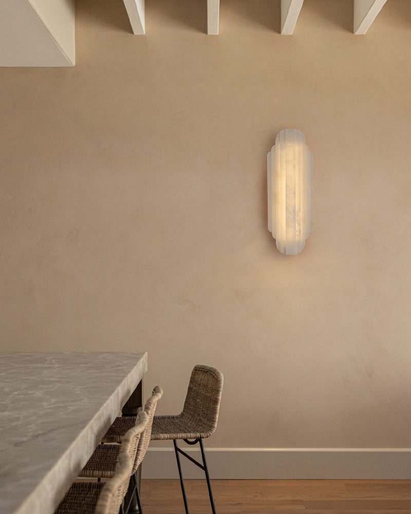 Vanity light fixtures Estelle Alabaster Hillside Flush Mounted Wall Sconces Height 20" 30"