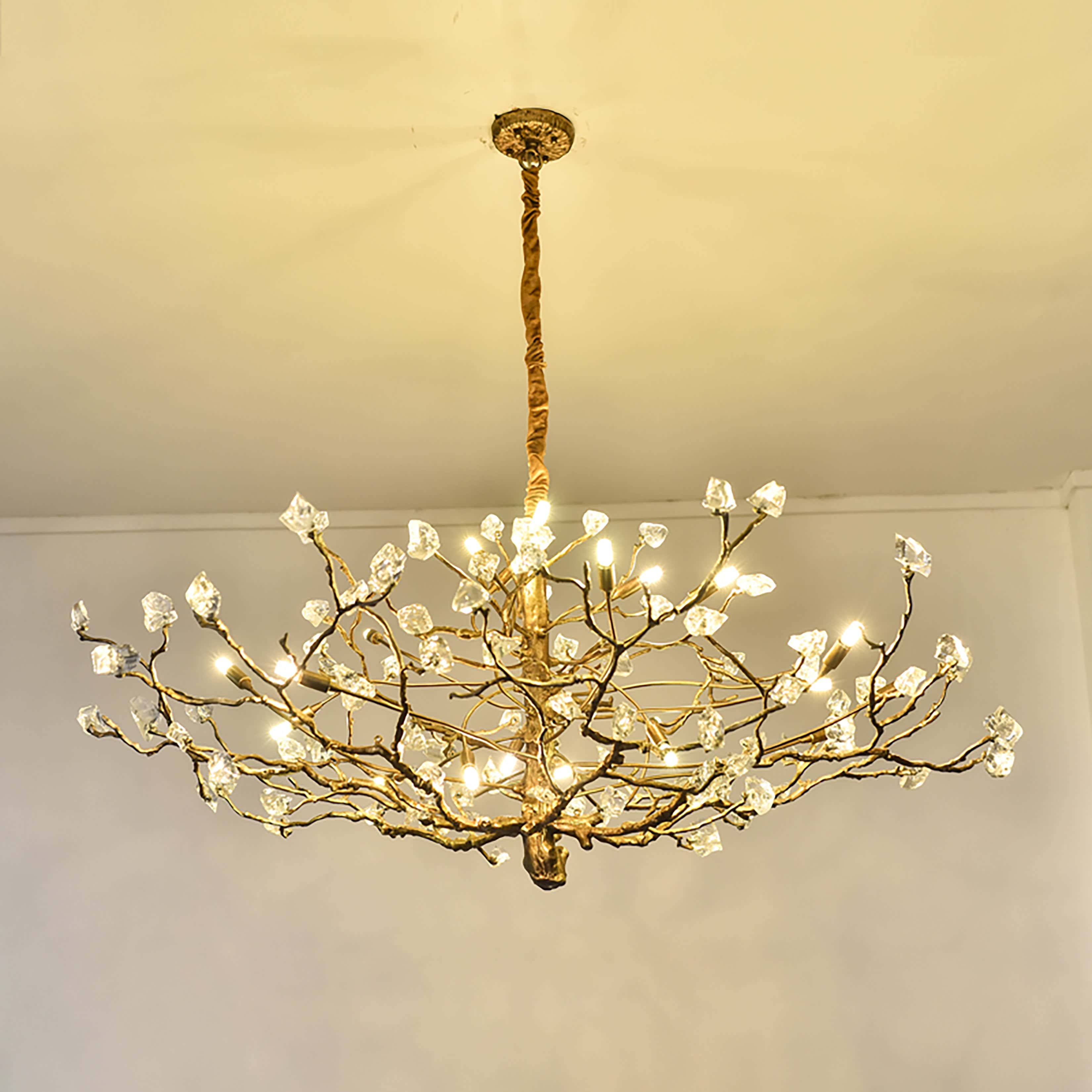Livio Gemstone Branch Brass Round Chandelier