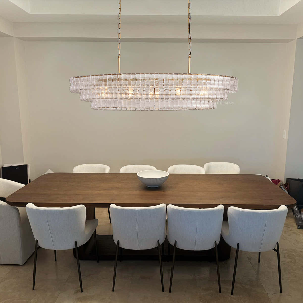 Amor Ghiaccio Glass Oval Chandelier 54"W/65"W