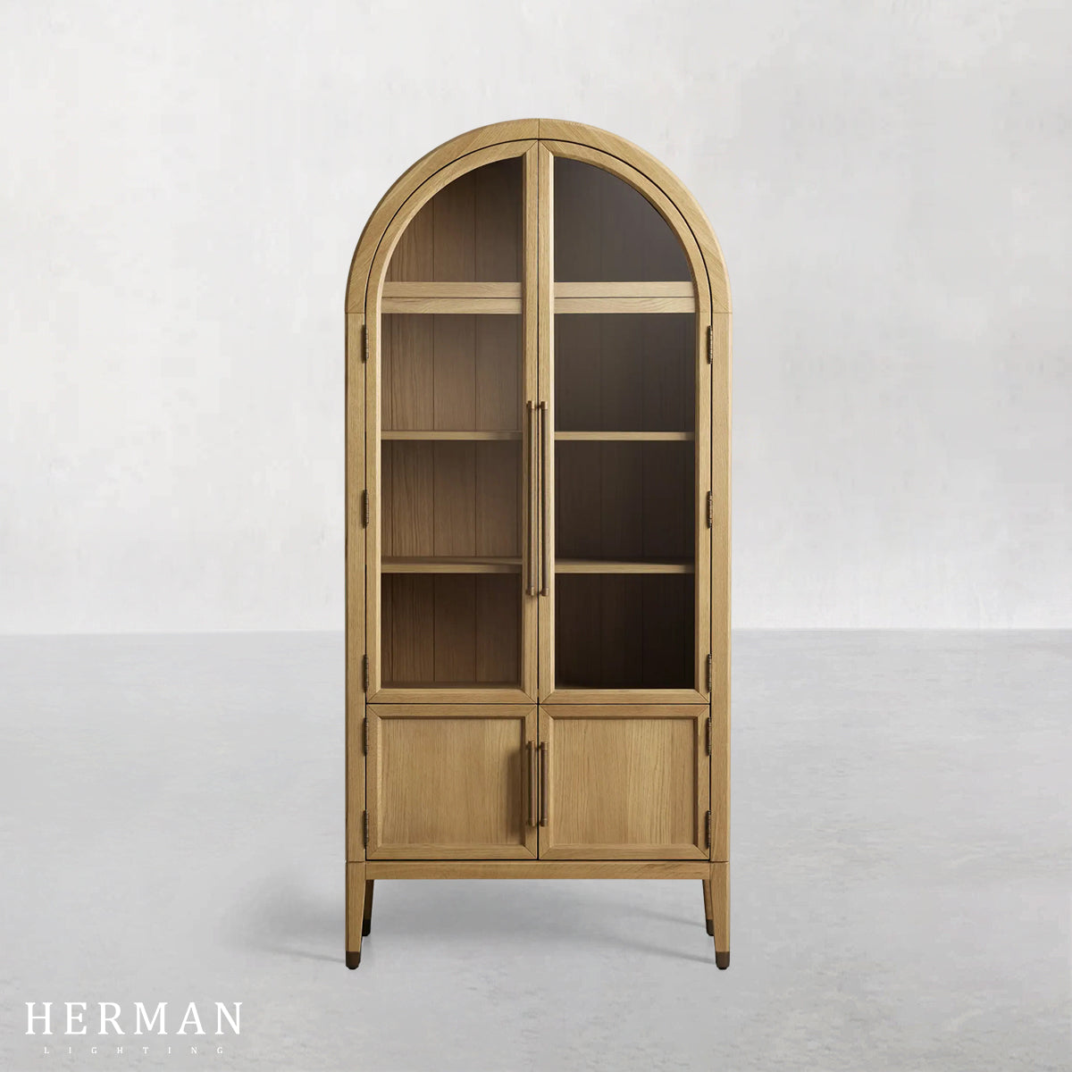 Hattie Glass Accent Cabinet in Oak 36"W 46"W