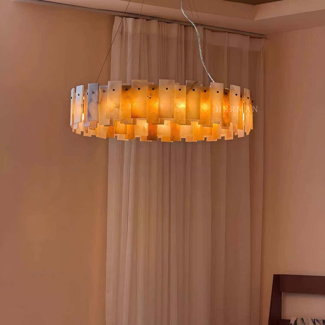 Halo Round Alabaster Chandelier
