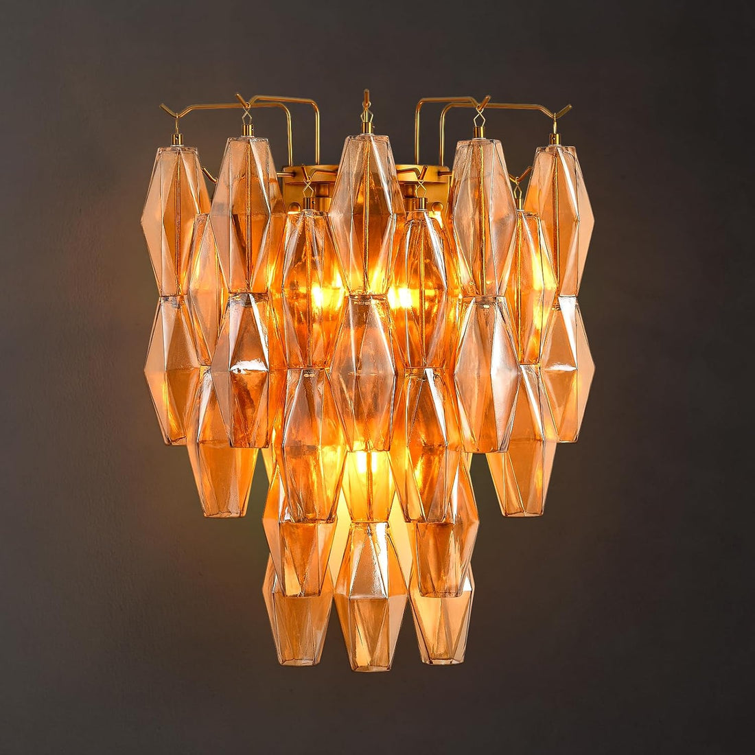 Modern Evelyn Amber Glass Wall Sconce