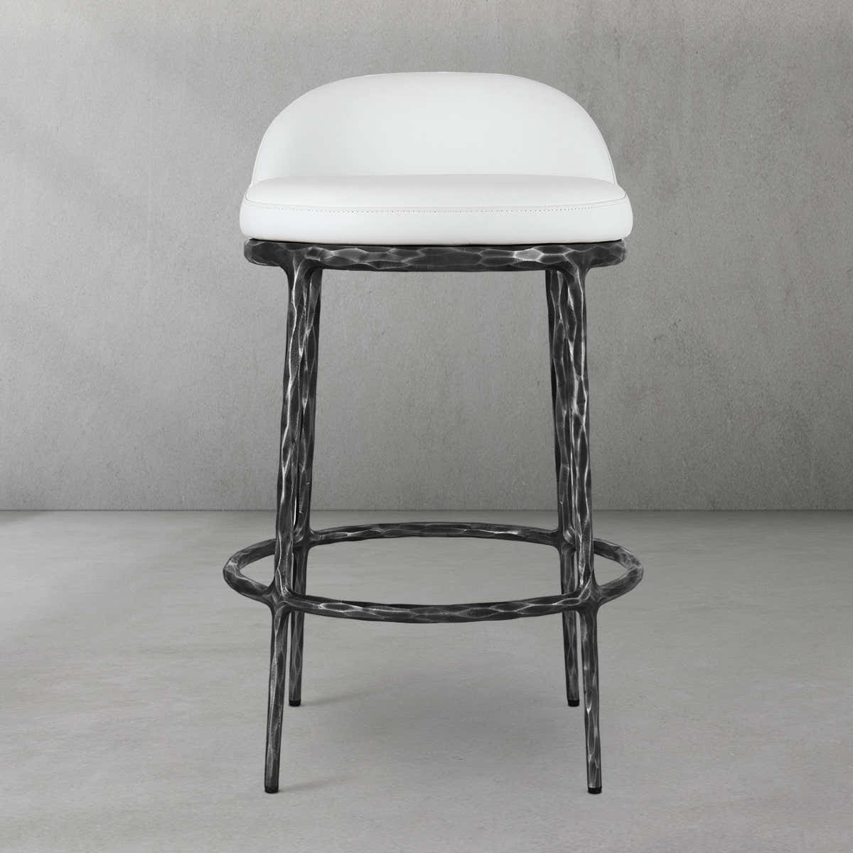 Hand-Forged Metal Bar Swivel Counter Stool
