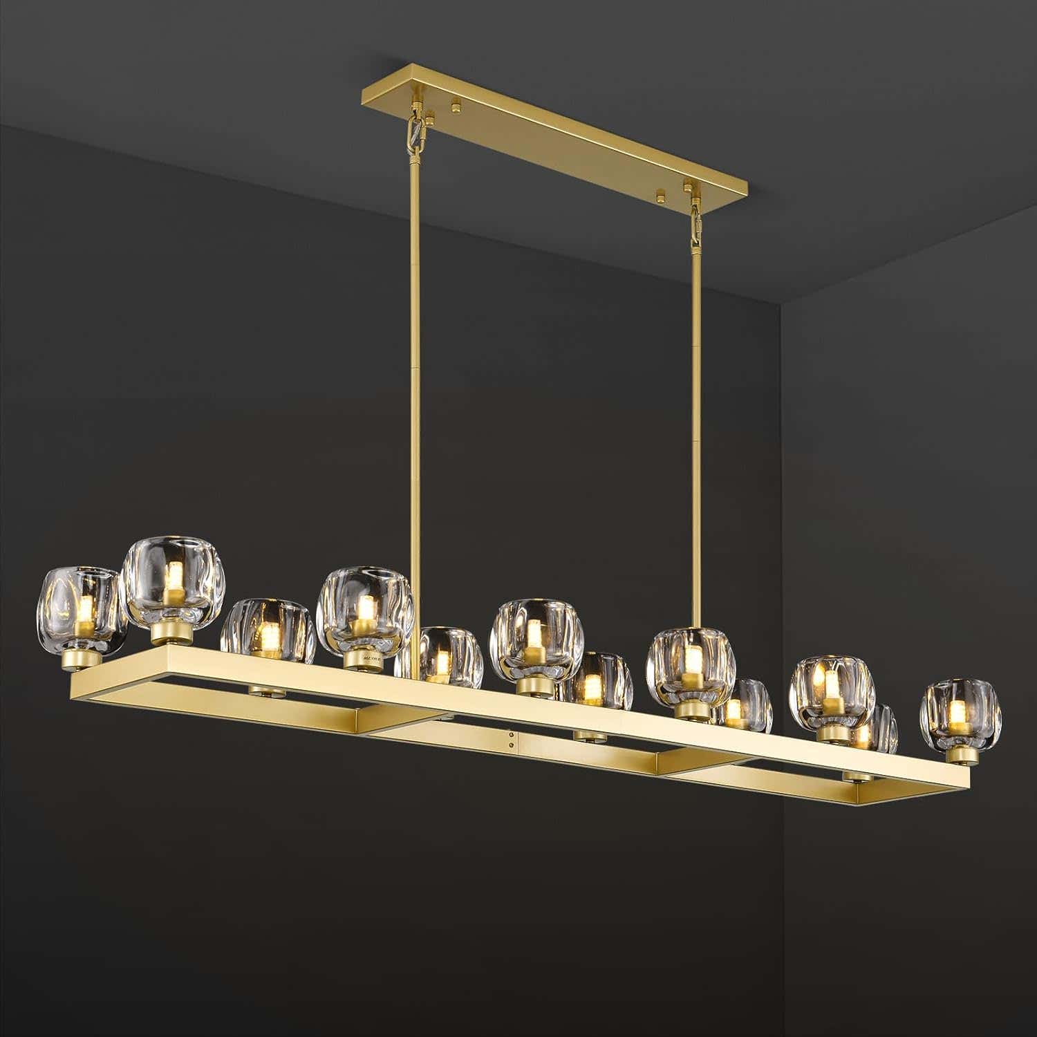 Modern Crystal Rectangle Wagon Wheel Chandeliers