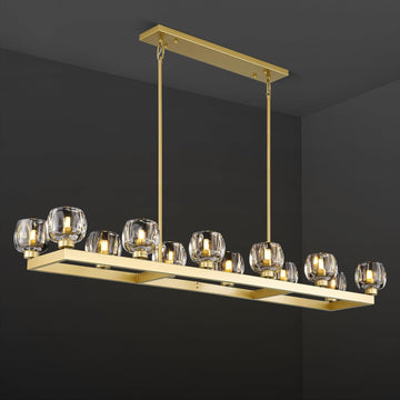 Modern Crystal Rectangle Wagon Wheel Chandeliers