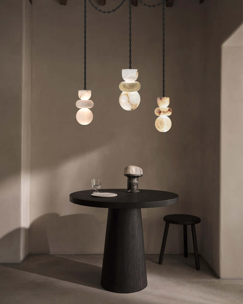 7 lights 6" Wide Multi Light LED Pendant Light Fixtures white alabaster indoor lighting