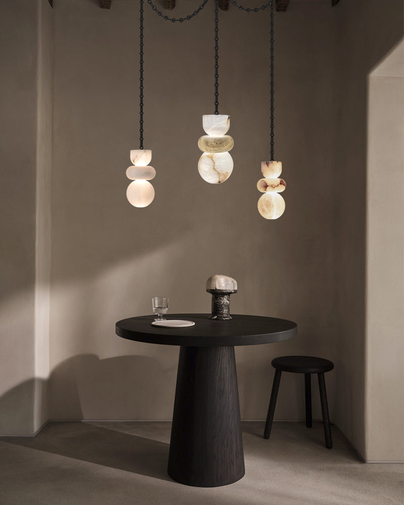 7 lights 6" Wide Multi Light LED Pendant Light Fixtures white alabaster indoor lighting