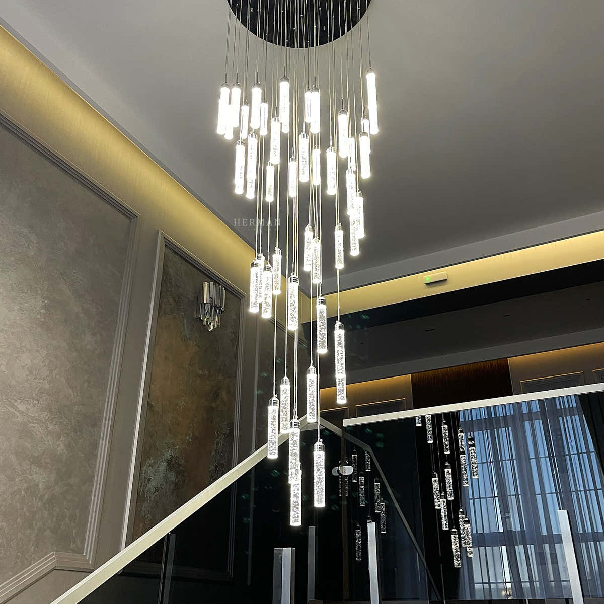 Sparkling Night Cylinder Chandelier // 9 Light