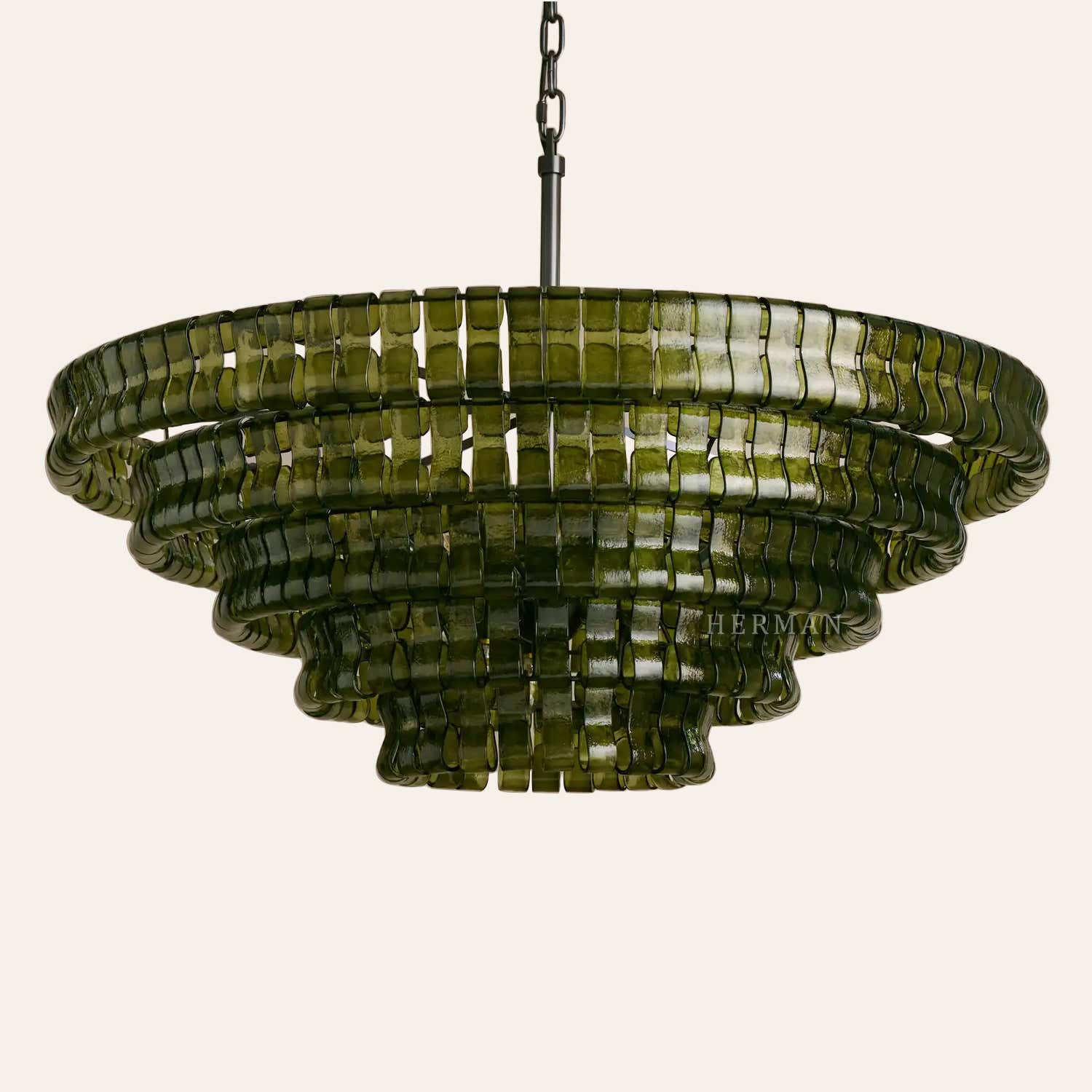 Amor 5-Tier Ghiaccio Glass Pendant Round Chandelier 48"