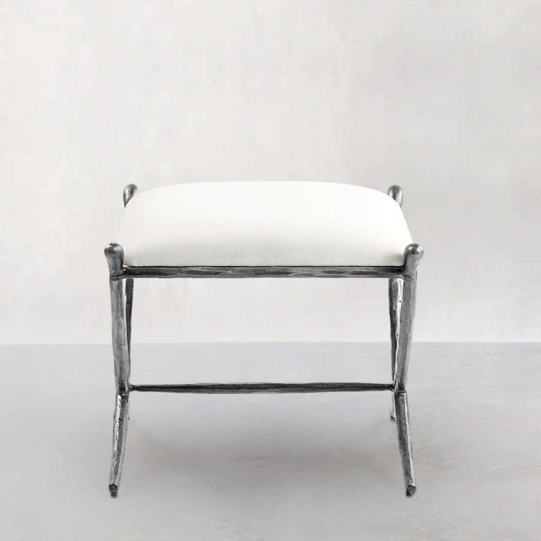 Hand-Forged Metal Horn Fabric Base Stool