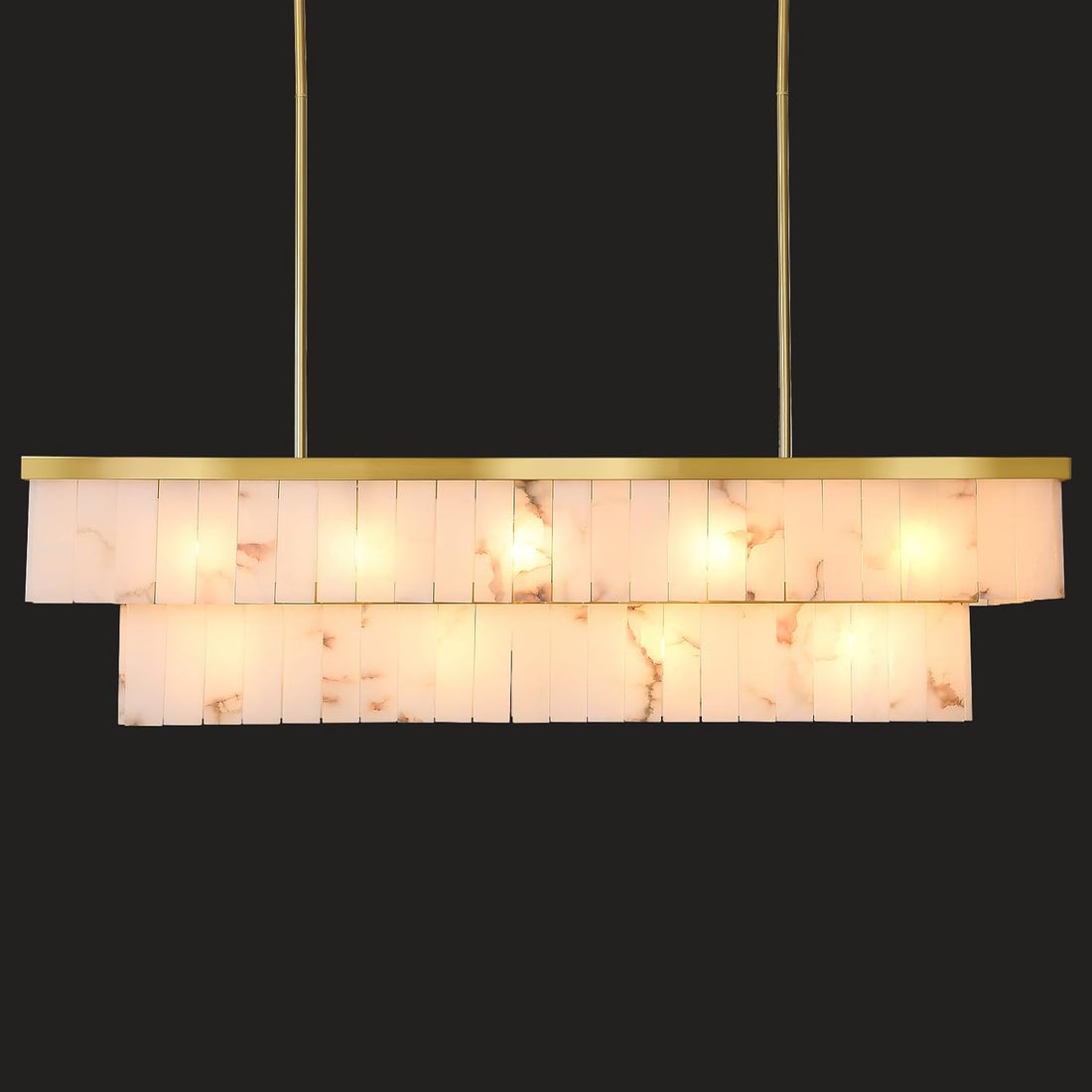 2-Tier Rectangle Alabaster Chandelier