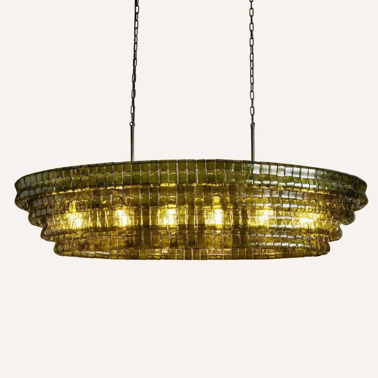 Amor Ghiaccio Glass Oval Chandelier 54"W/65"W