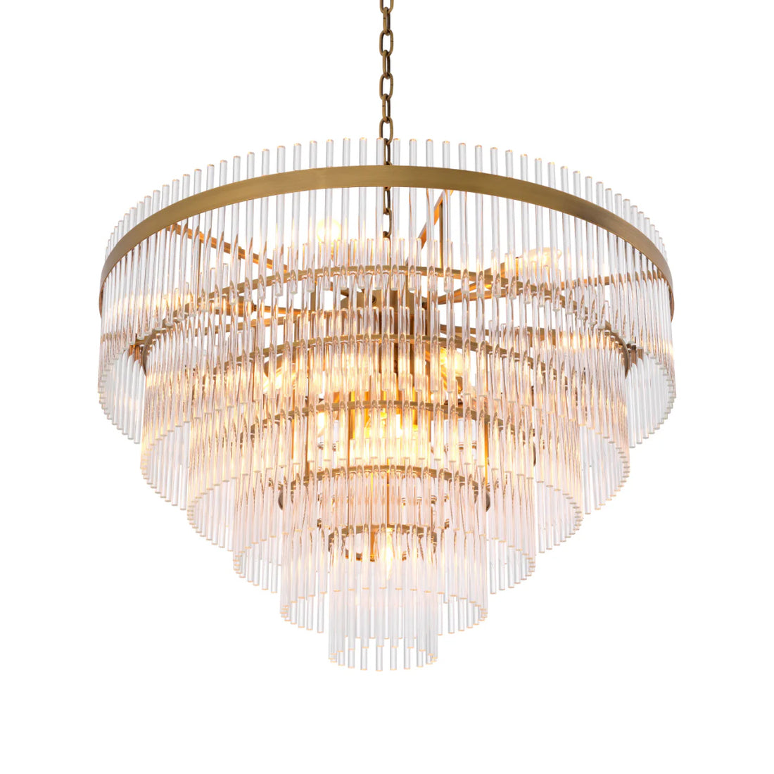 East Single Modern Glass Chandeliers (Antique Brass Finish/Clear Glass)