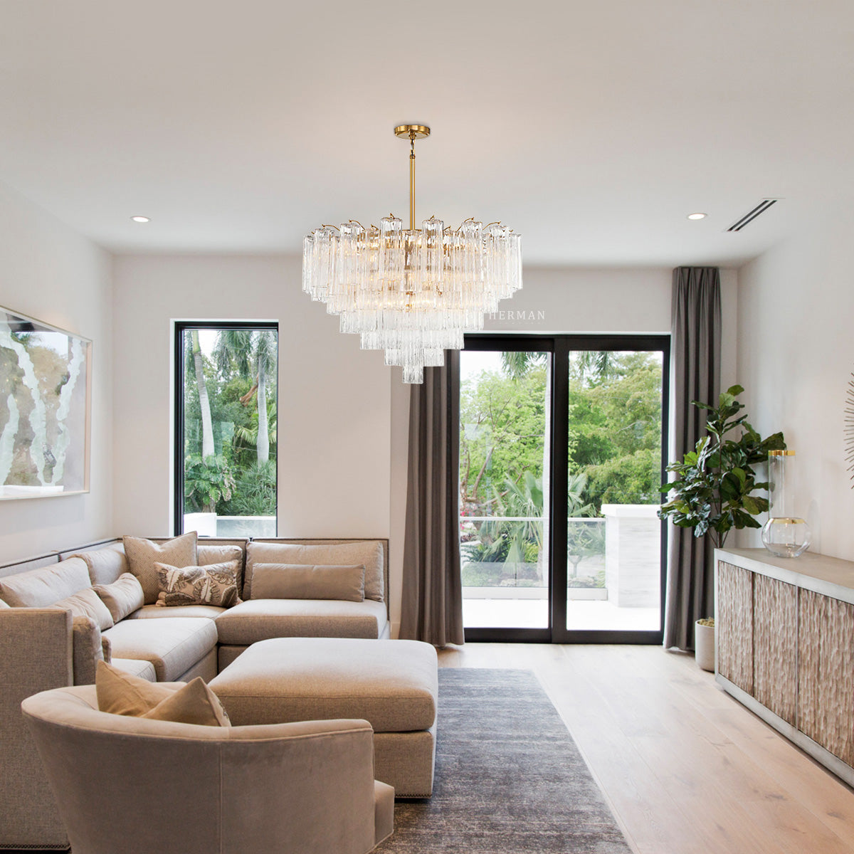 Addis Murano Glass Chandelier 17.8" 19.8" 22" 26.8" 32''D