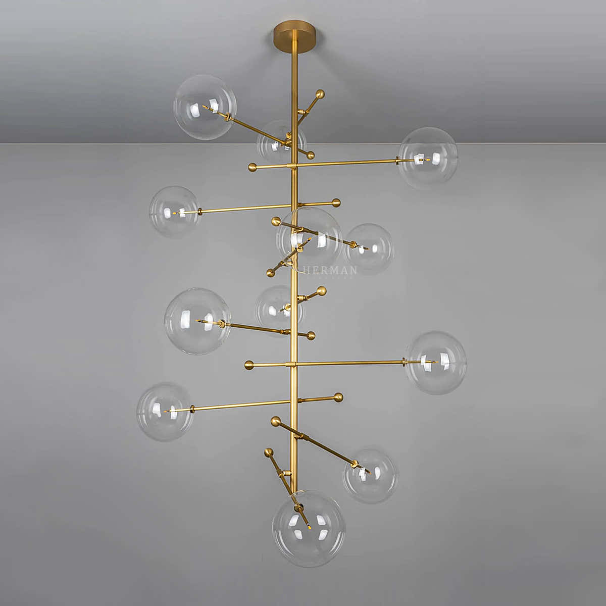 Aero 12-Light Modern Brass Chandelier